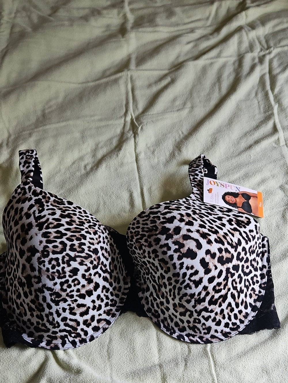 Leopard Print Underwire Bra - Black & Cream